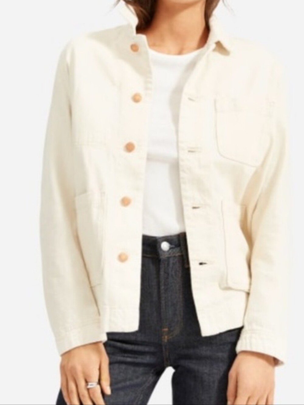 Everlane Denim "Chore Jacket" In Bone, XS - Picture 13 of 15